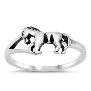 Sterling Silver Horse Ring 8 mm 925 Fashion Band